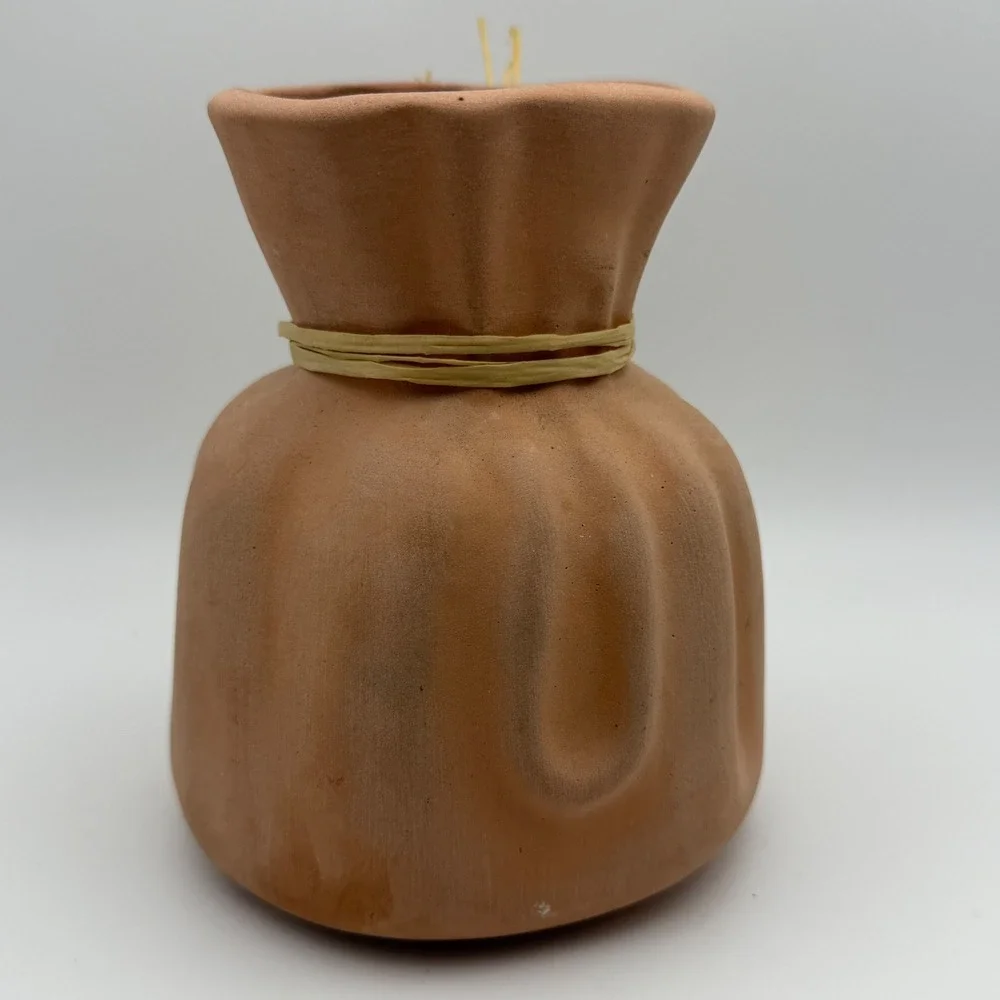 Rustic‎ Terracotta Vase Raffia Tie Farmhouse Boho Southwestern Clay Pot Decor